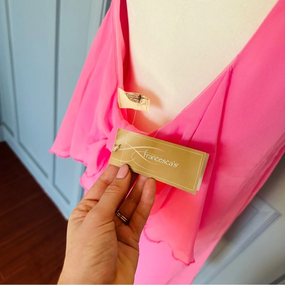 NWT Francesca’s Pink Bow Tie Halter Low Back Mini Dress - Picture 5 of 7